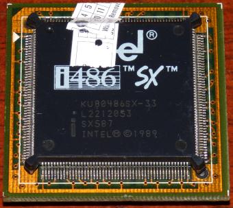 Intel i486 SX 33MHz CPU (KU80486SX-33) sSpec: SX587, 1989, 196-pin PQFP, Week 21 1992